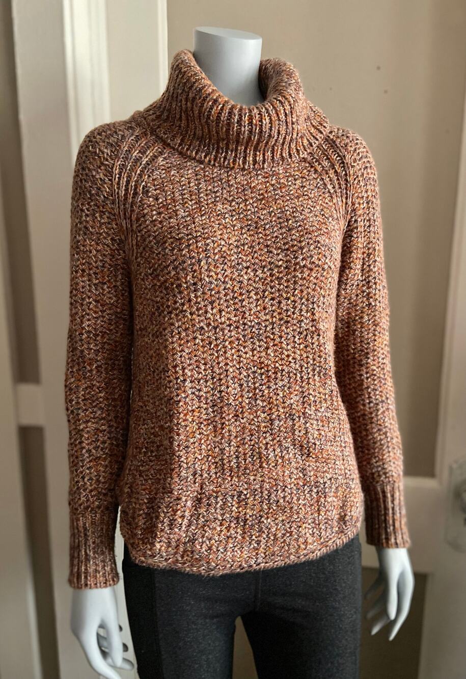 PRANA Brown Cable Knit Turtleneck Sweater sz S